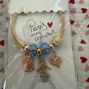 Gold and Blue Charm Bracelet  All accessories on page 1 for $8 or 3 for $20